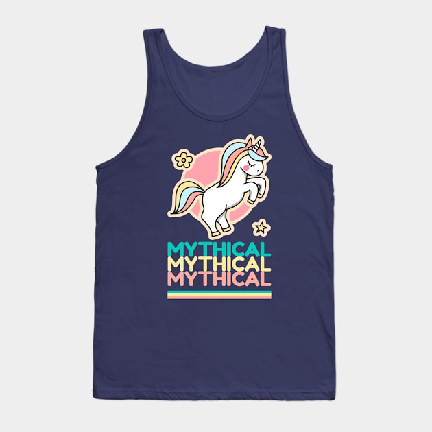 Mythical Repeat Typography & Cute Colorful Unicorn Tank Top by Inspire Enclave